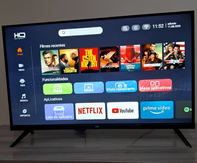 Smart TV HQ 40" Full HD tela sem bordas Android 12 design Slim HQS40NKHM