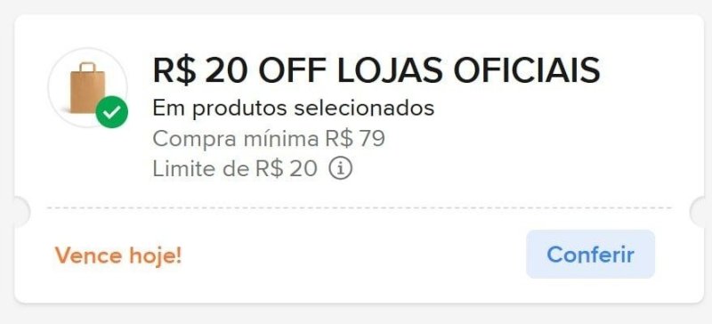 Cupom de R$ 20 OFF em R$ 79