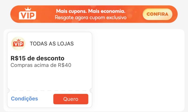 Shopee ViP grátis por 30 dias com cupons
