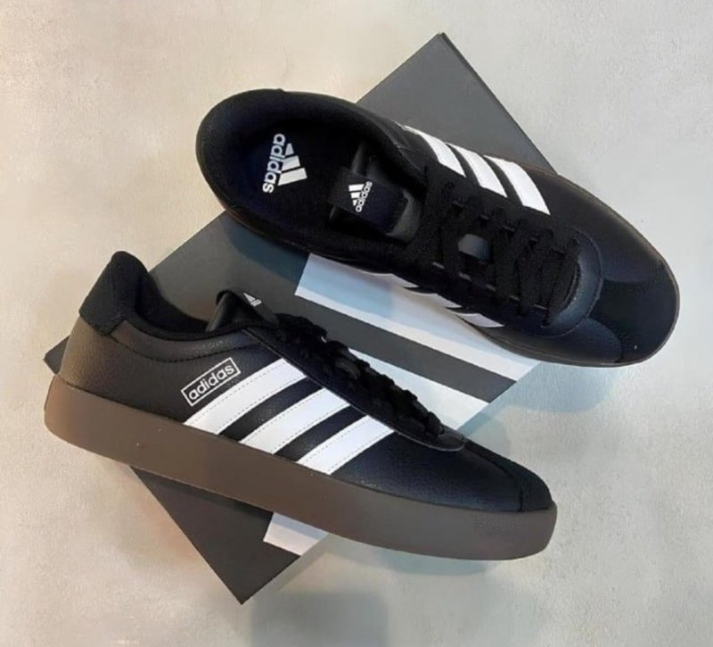 Tênis Masculino Vl Court 3.0 adidas Preto/branco Lisa 39 Br