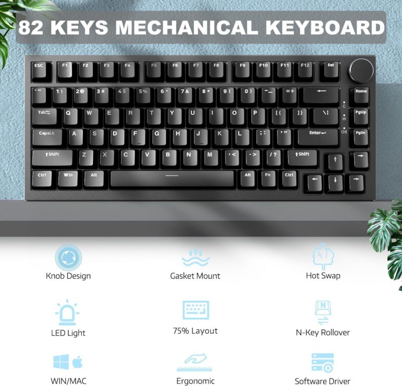 Teclado mecânico Ajazz AK820 com controle de botão CNC