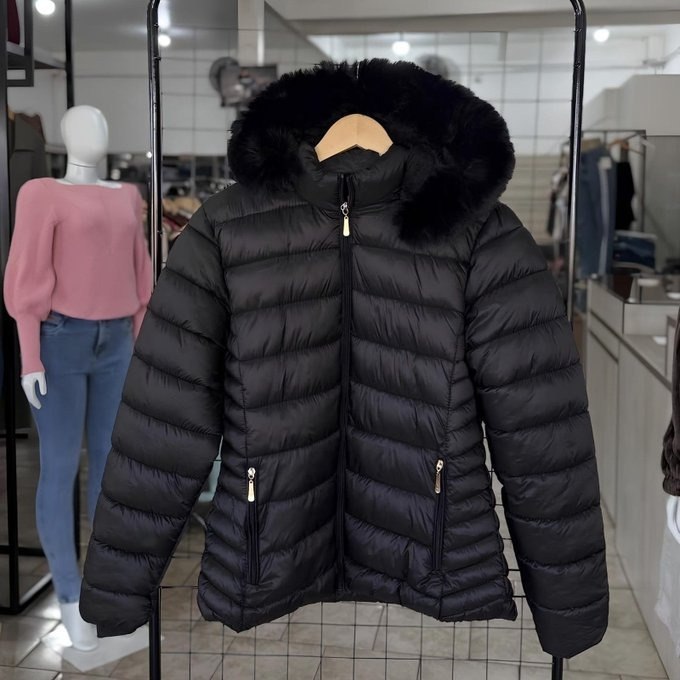 Jaqueta Puffer Feminina Forrada Pelúcia Bobojaco Impermeável