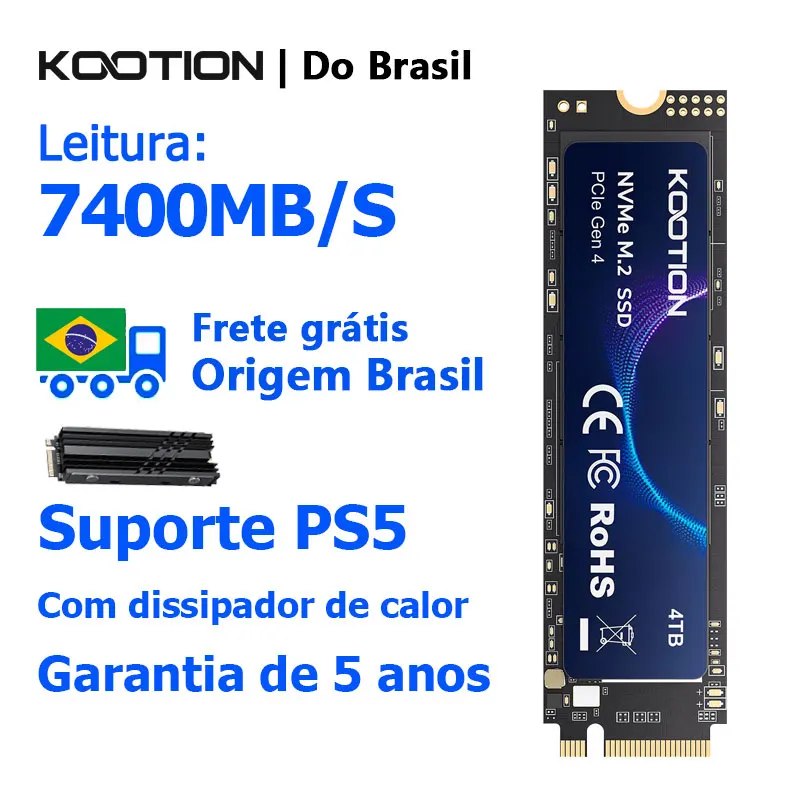 SSD Nvme KOOTION M2 4TB 2TB 7400MB/s SSD PCIe4.0x4 Gen4 M.2
