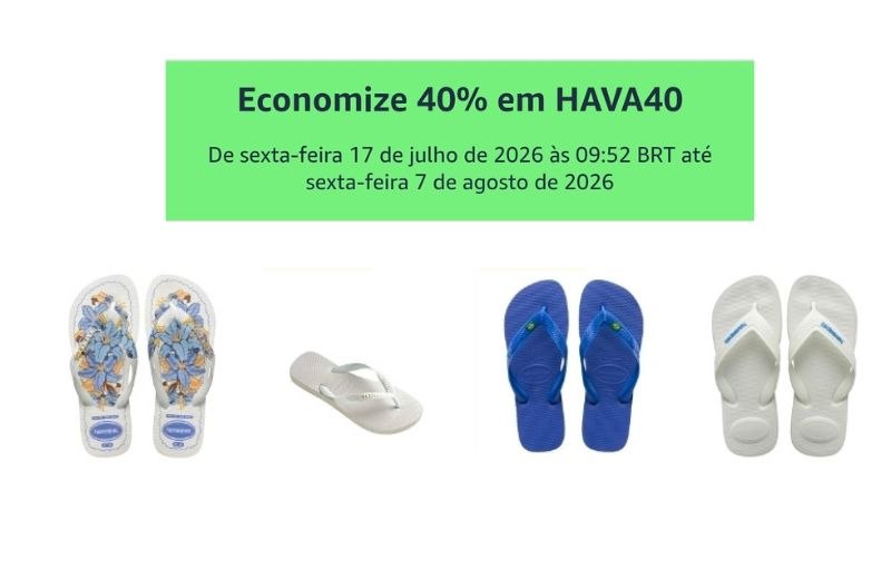 Economize 40% Havaianas na Amazon com o cupom HAVA40