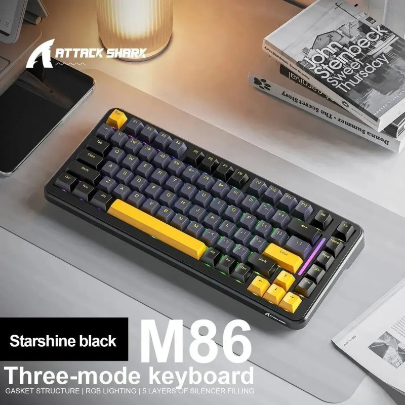 Teclado Mecânico Sem Fio Attack Shark M86 Star Black Inglês Us