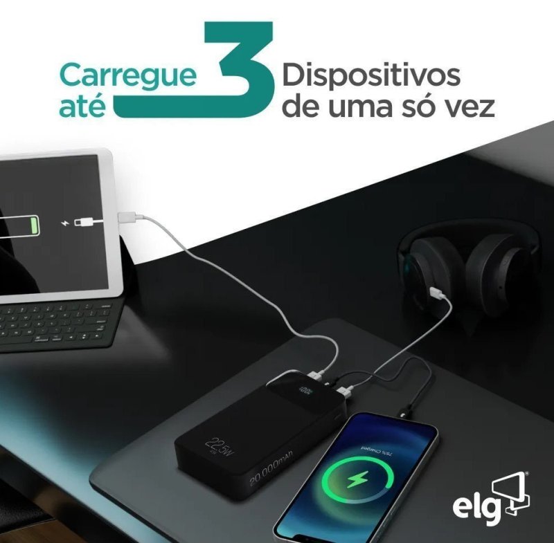 Power Bank Pro 20000mAH ELG PB200BK, Bateria Portátil Universal