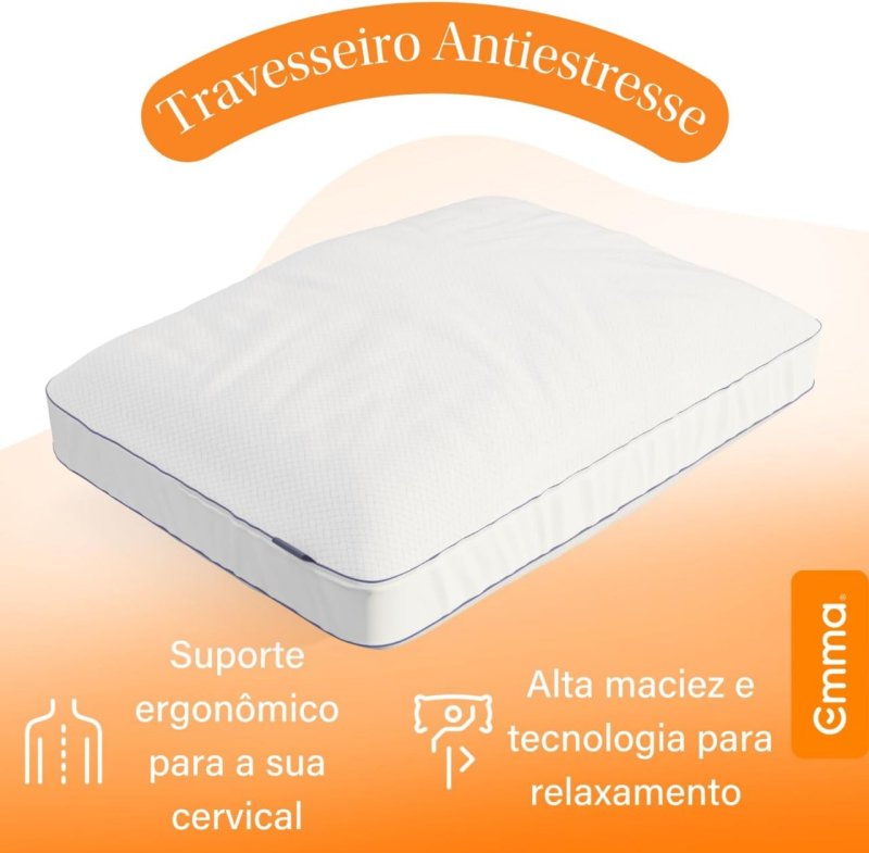 Travesseiro Emma Original - Altura Ajustável - Antiestresse 50x70cm