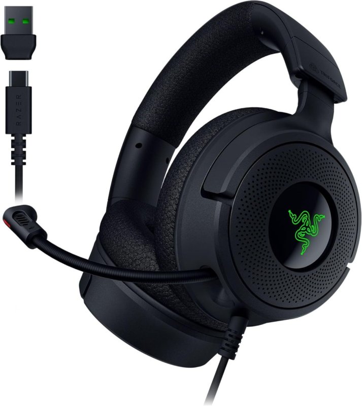 Razer Fone de ouvido para jogos Kraken V4 X com fio: drivers de 40 mm - microfone cardioide