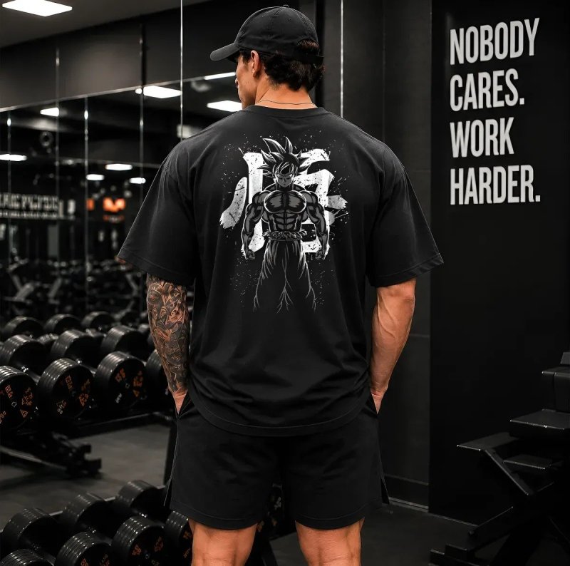 Camiseta Oversized Academia Treino Musculação Goku Algodão + Frete Grátis