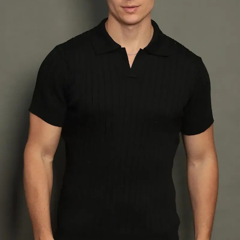 Camisa Polo Masculina Tricot Gola V Capri Casual Premium