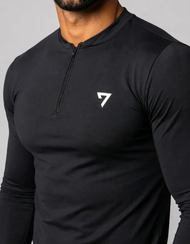 Camisa Térmica Masculina Segunda Pele Manga Longa Com Zíper
