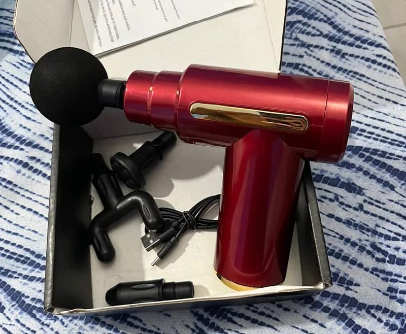 Massageador Elétrico de Alta Frequência – Pistola de Massagem Muscular Portátil e Profissional