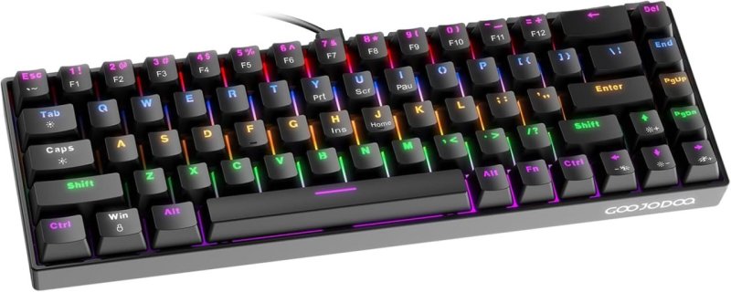 Teclado Mecânico com Fio A1802, Gamer Switch Azul 68 Teclas Semi 65%