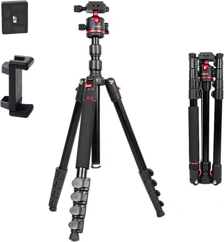 Tripé para câmera, 200 cm (78,7"), leve, para viagens e uso externo