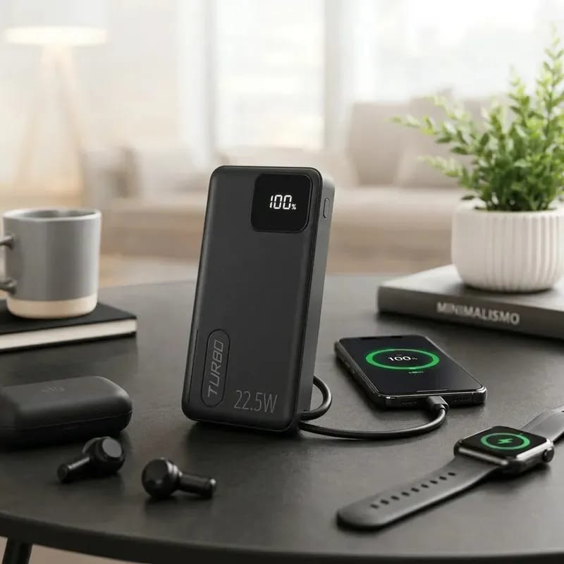 Power Bank 10000mAh Carregador Portátil Turbo 22,5W PD USB-C
