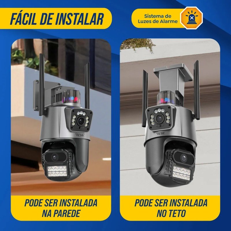 Kit 2 Câmeras de Segurança HW IP Wi‑Fi 6MP Visão Noturna 355°