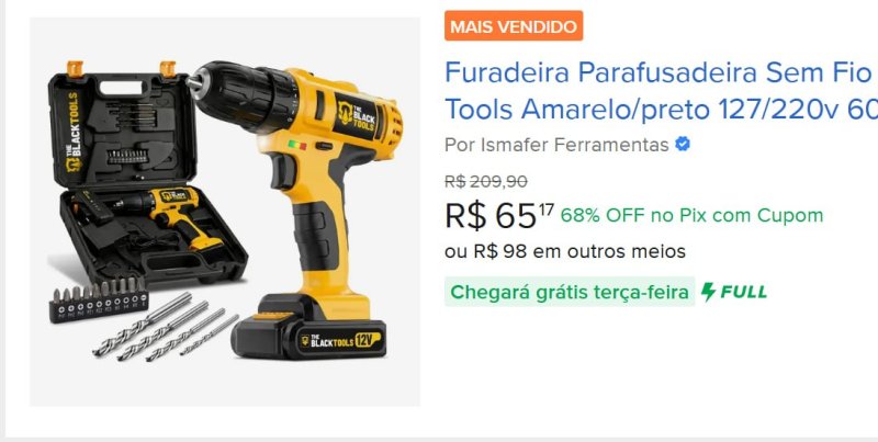 Furadeira Parafusadeira Sem Fio A Bateria Tb-12e 12v