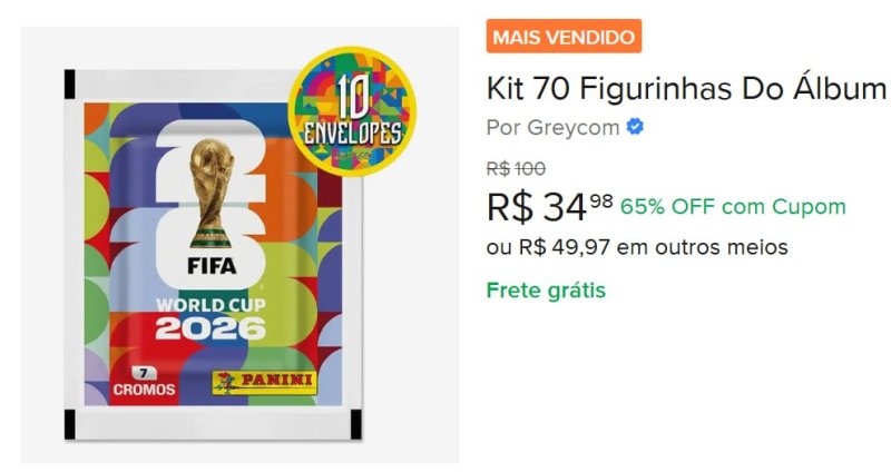 Kit 70 Figurinhas (10 envelopes) Do Álbum Copa Do Mundo 2026 Pronta Entrega