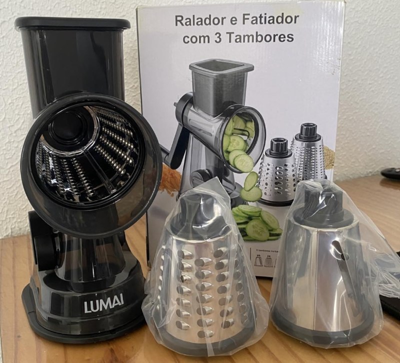 LUMAI Cortador de Legumes e Ralador Premium com 1,2L e Lâminas Aço Inox
