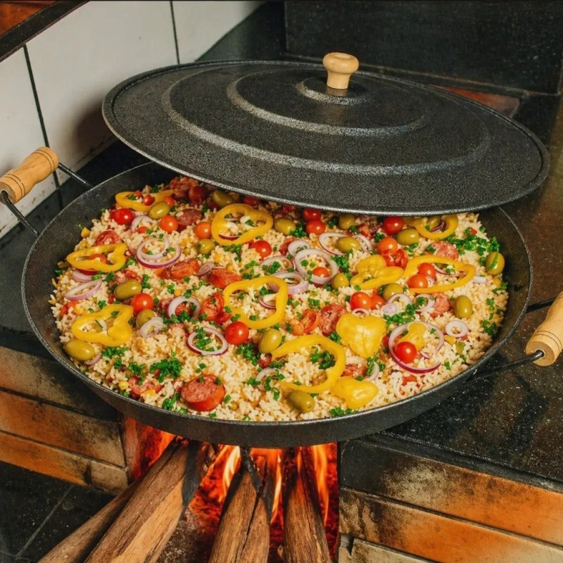 Disco De Arado Paellera Grande Borda Alta Com Tampa + Brinde + Frete Grátis
