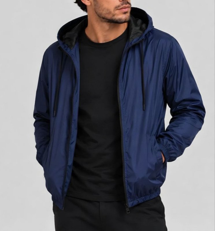 Corta Vento Masculino Jaqueta Capuz Semi Forrada Izing Azul-marinho