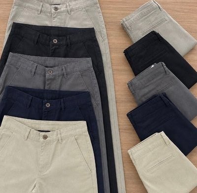 Calça Sarja Masculina Alfaiataria Bolso Faca Tradicional