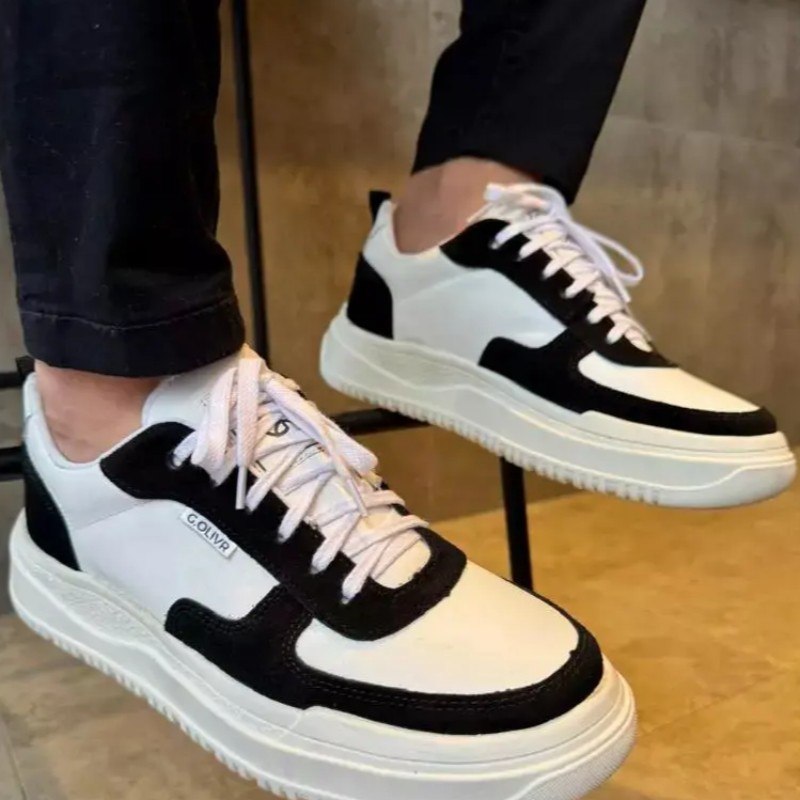 Sapatênis Casual Masculino Couro Tênis Sola Alta Leve Macio (37 a 44)