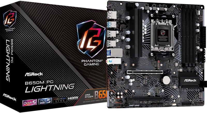 Placa Mãe Asrock B650M PG LIGHTNING (AM5/4xDDR5/HDMI/DP/M.2/USB 3.2)