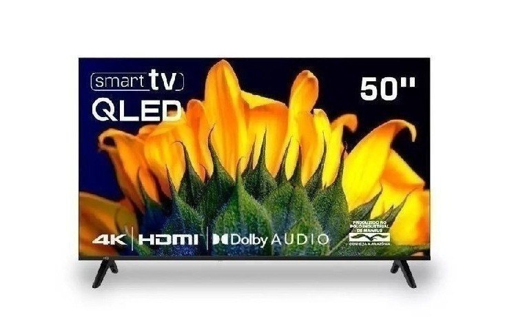 Smart Tv Hq Qled 50 Polegadas HQ-QLED50SM 4k Wi-Fi Bluetooth, Dolby Audio, Apps, Netflix, YouTube e Prime Video, 3 HDMI