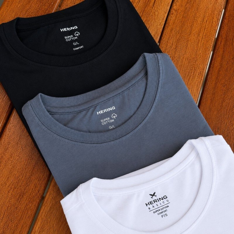 Kit 5 Camisetas Hering Masculina Basica Original Algodão