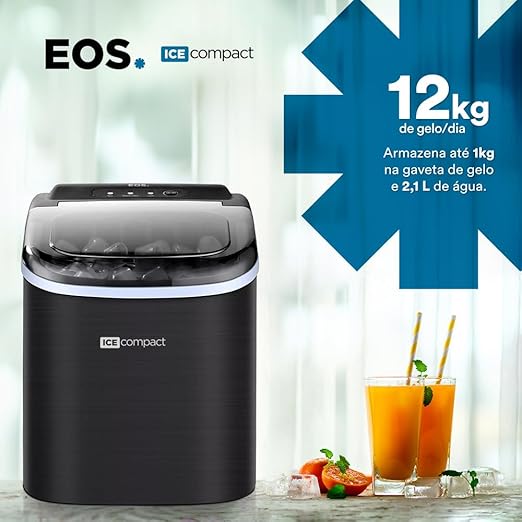 EOS 12Kg Ice Compact Inox All Black - Máquina de Gelo