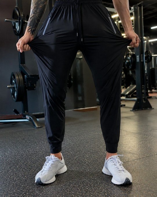 Calça Tactel Jogger Esportiva com Zíper no Bolso