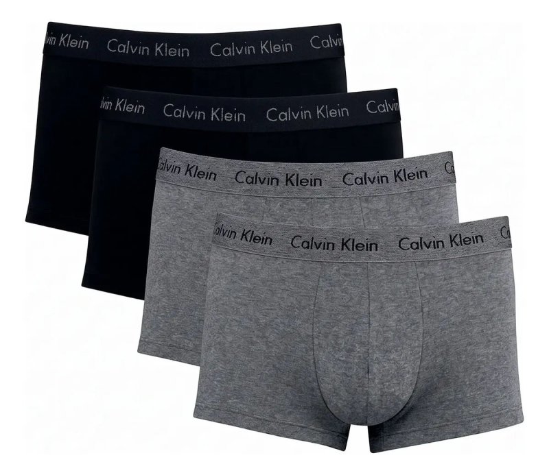 Kit Com 4 Cuecas Boxer Cotton Calvin Klein Original Cinza/preto