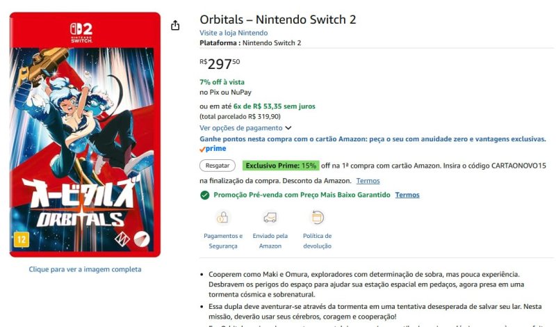 PRÉ-VENDA de Orbitals – Nintendo Switch 2 na Amazon
