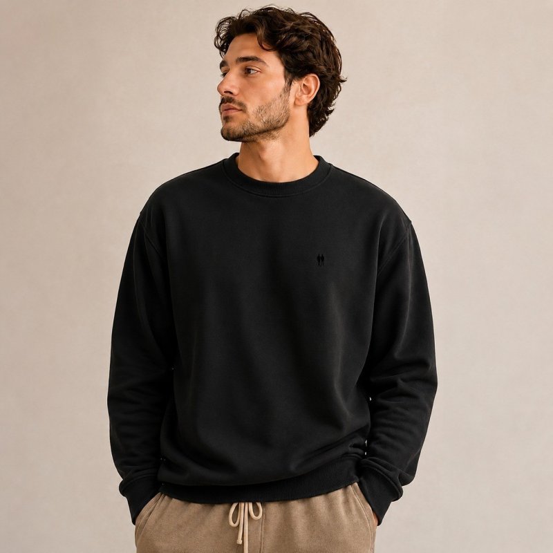 Moletom Masculino Leve Gola Careca Polo Wear Preto