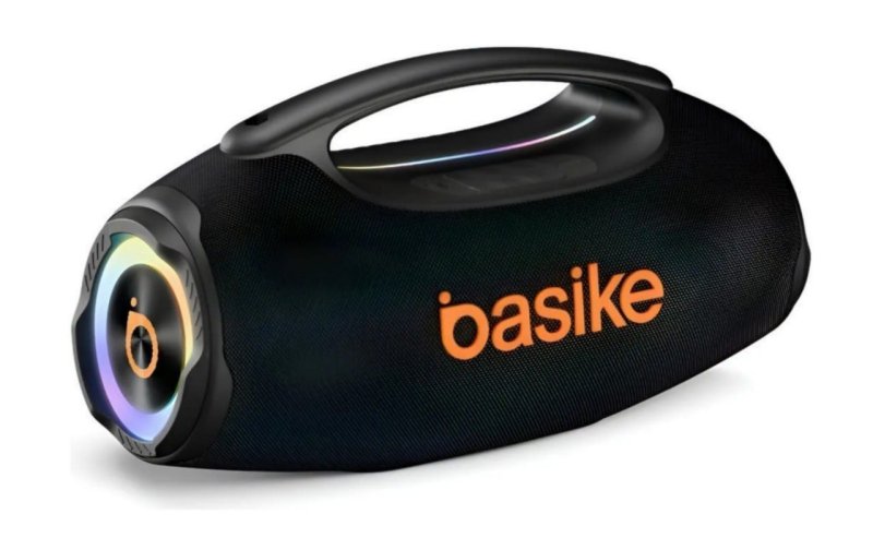 Caixa de Som Boombox 80W 8000Mah 10hrs Portátil Bluetooth 5.3 Sem fio IPX6 À Prova D'água Com Luz RGB Basike