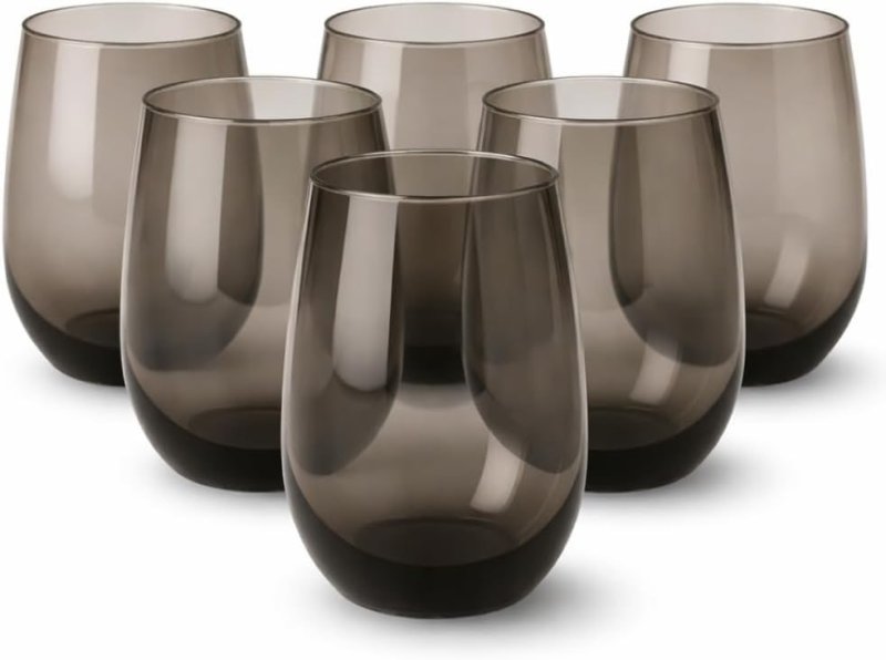 Jogo 6 Copos Balão Aruba Vidro Fumê 475ml