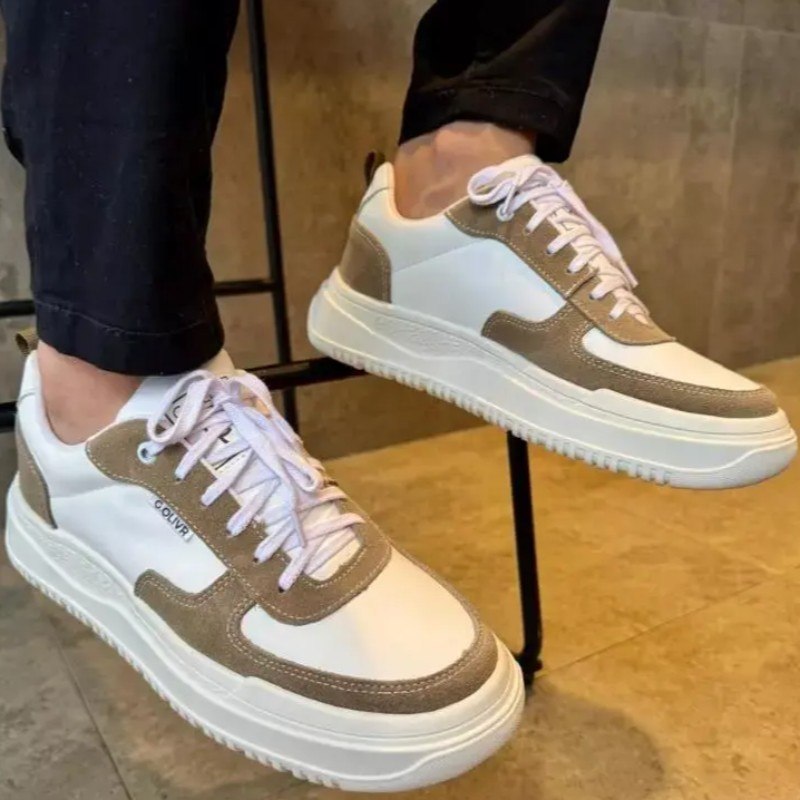 Sapatênis Casual Masculino Couro Tênis Sola Alta Leve Macio (37 a 44)