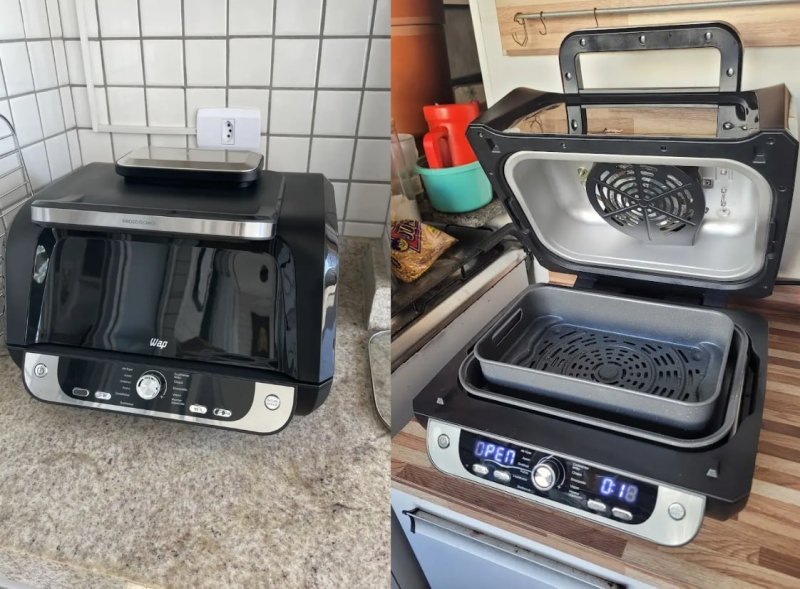 Fritadeira Elétrica Air Fryer Wap Cozinha Barbecue Com Painel Digital E 12 Funções Preto E Cinza 127v