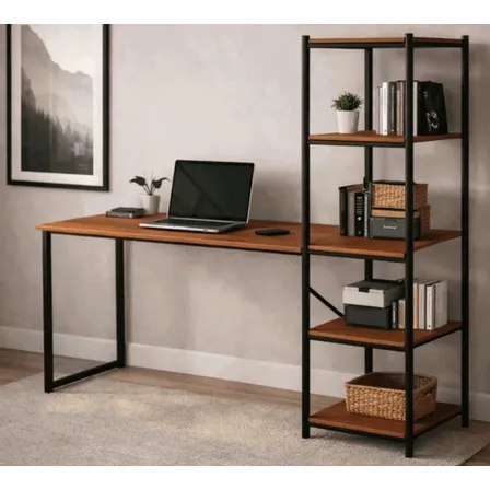 Mesa Escrivaninha Para Estudo E Home Office Athenas Klm Store Preto-canela Canela/preto