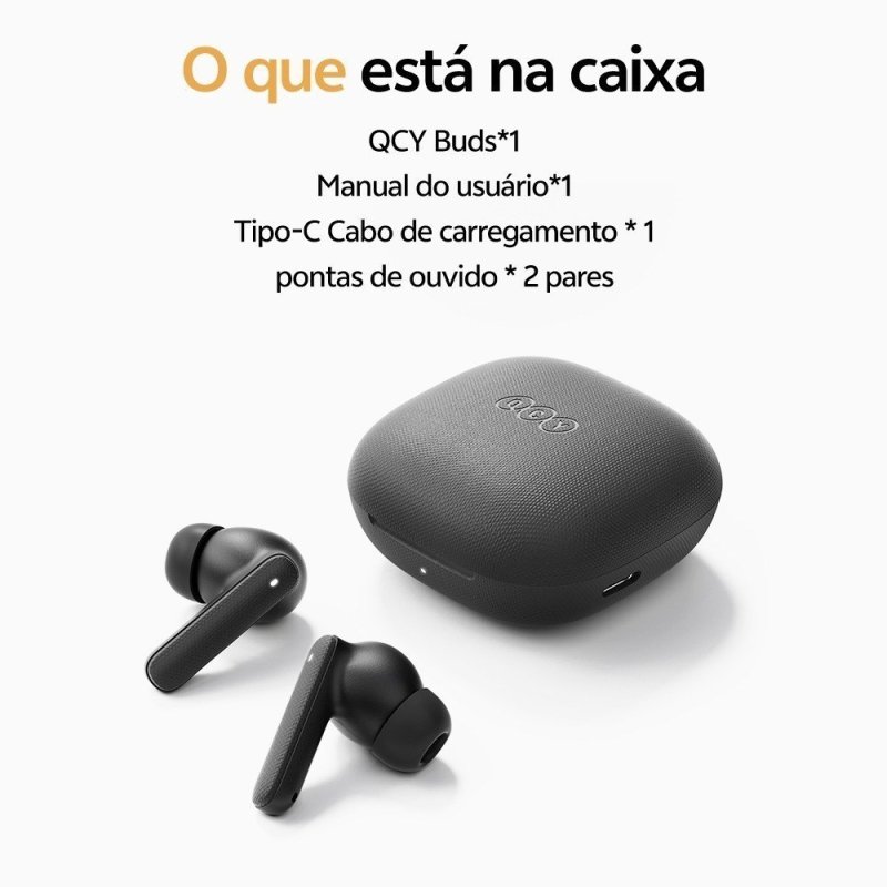 Fone Qcy Buds T43 Bluetooth 5.3 Enc Ipx4 Cor Preto
