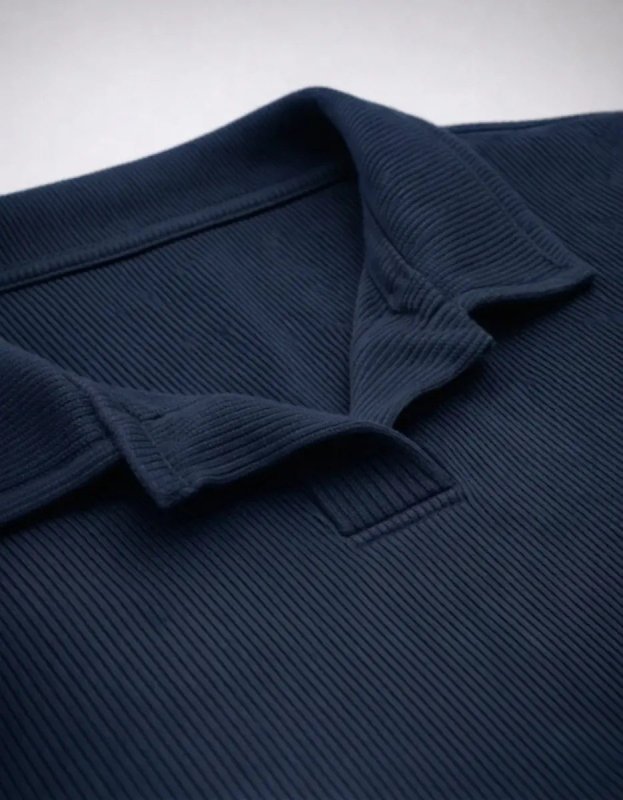 Camisa Polo Canelada Sem Botão