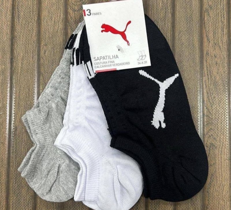 Kit 9 Pares Meias Puma Sapatilha Soquete Invisível Original