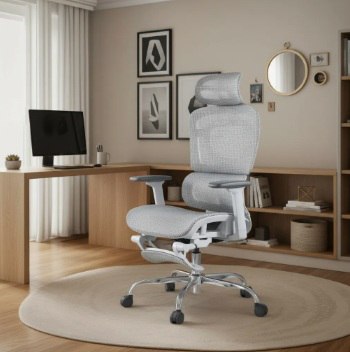 Cadeira De Escritório Ergonômica Mônaco WT07 Luvinco Malha Respirável, Branco
