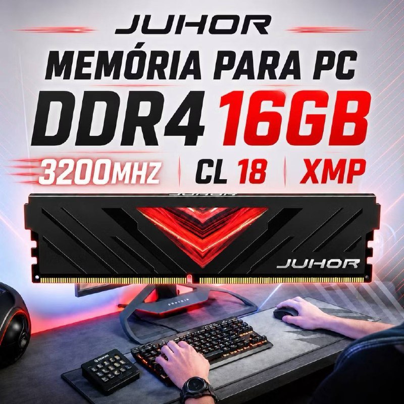 Memória Desktop Pc DDR4 8GB 16GB 3200MHZ CL 18 1.35V JUHOR