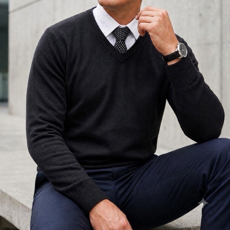 Suéter Masculino Inverno Blusa Gola V Social Casual Tricot
