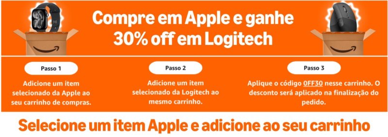 Compre um produto APPLE e ganhe 30% off em LOGITECH