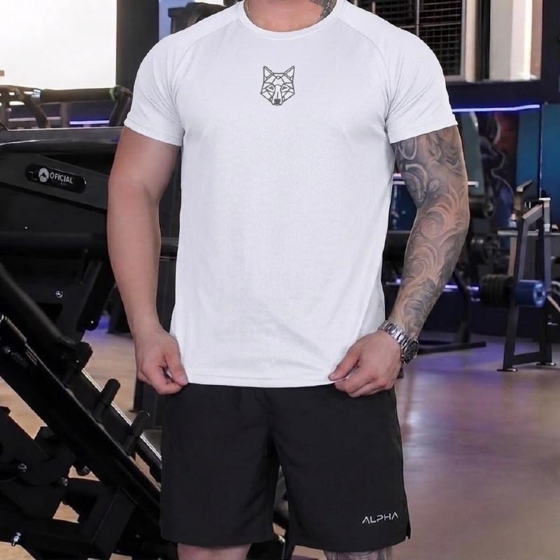 Kit Bermuda+camiseta Lobo Dry Fitness Academia Alpha