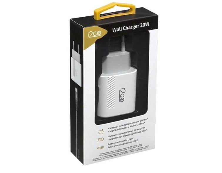 Carregador de Parede Ultra Rápido com 1 Saída USB-C Power Delivery 20W + 1 Saída USB-A 18W I2GO - i2GO PRO, Branco