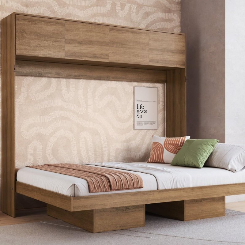 Cama Casal Articulável Horizontal 140cm com Portas – Hanover Mel